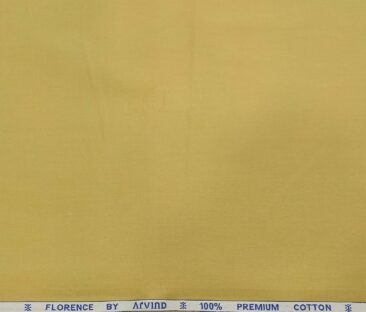 Arvind Men's Cotton Solids Satin 1.60 Meter Unstitched Shirt Fabric (Fawn Beige)