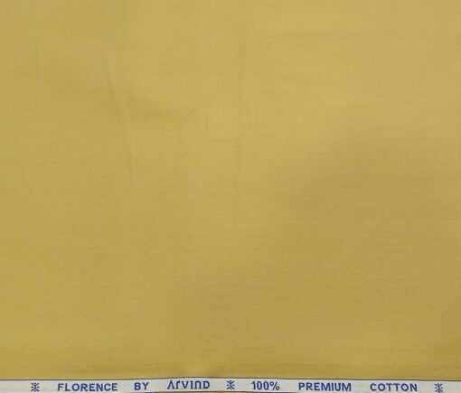 Arvind Men's Cotton Solids Satin 1.60 Meter Unstitched Shirt Fabric (Fawn Beige)