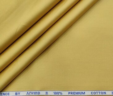 Arvind Men's Cotton Solids Satin 1.60 Meter Unstitched Shirt Fabric (Fawn Beige)