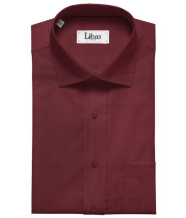 Arvind Men's Cotton Solids Satin 1.60 Meter Unstitched Shirt Fabric (Maroon)