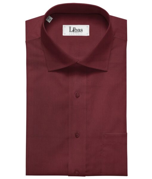 Arvind Men's Cotton Solids Satin 1.60 Meter Unstitched Shirt Fabric (Maroon)