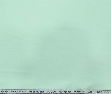 Arvind Men's Cotton Solids Satin 1.60 Meter Unstitched Shirt Fabric (Mint Green)