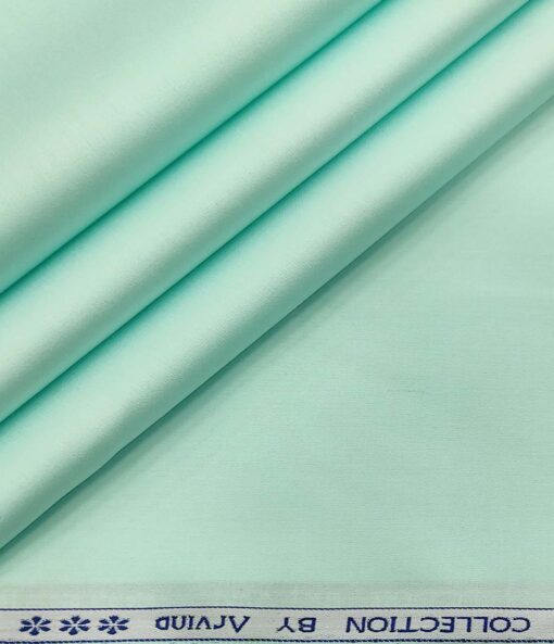 Arvind Men's Cotton Solids Satin 1.60 Meter Unstitched Shirt Fabric (Mint Green)