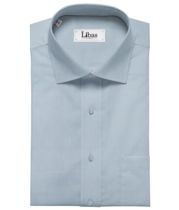 Arvind Men's Cotton Solids Satin 1.60 Meter Unstitched Shirt Fabric (Sky Blue)