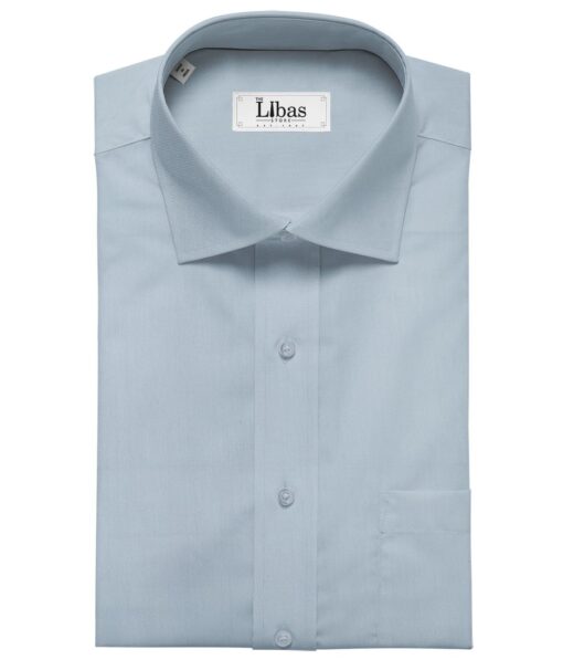 Arvind Men's Cotton Solids Satin 1.60 Meter Unstitched Shirt Fabric (Sky Blue)