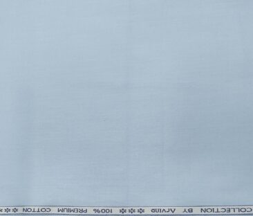 Arvind Men's Cotton Solids Satin 1.60 Meter Unstitched Shirt Fabric (Sky Blue)