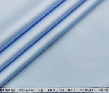 Arvind Men's Cotton Solids Satin 1.60 Meter Unstitched Shirt Fabric (Sky Blue)