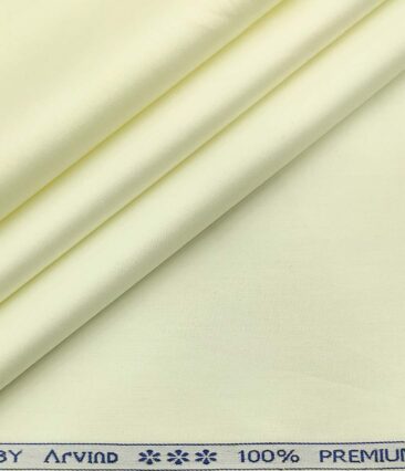 Arvind Men's Cotton Solids Satin 1.60 Meter Unstitched Shirt Fabric (Banana Yellow)