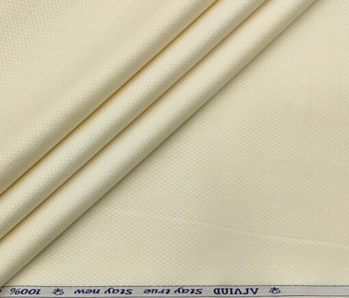 Arvind Men's Cotton Structured 1.60 Meter Unstitched Shirt Fabric (Cream)