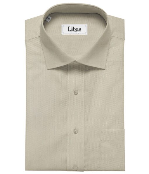 Arvind Men's Cotton Structured 1.60 Meter Unstitched Shirt Fabric (Egg Nog Beige)