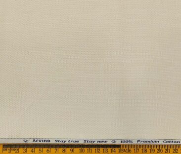 Arvind Men's Cotton Structured 1.60 Meter Unstitched Shirt Fabric (Egg Nog Beige)