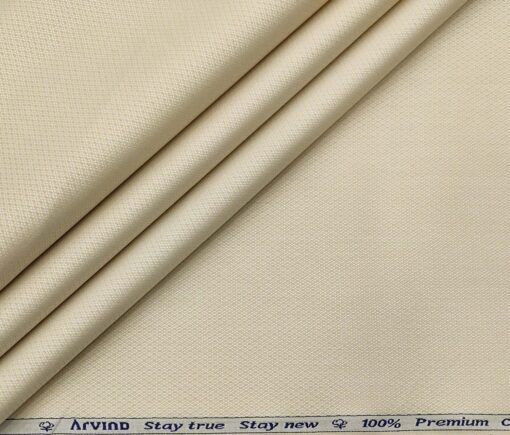 Arvind Men's Cotton Structured 1.60 Meter Unstitched Shirt Fabric (Egg Nog Beige)