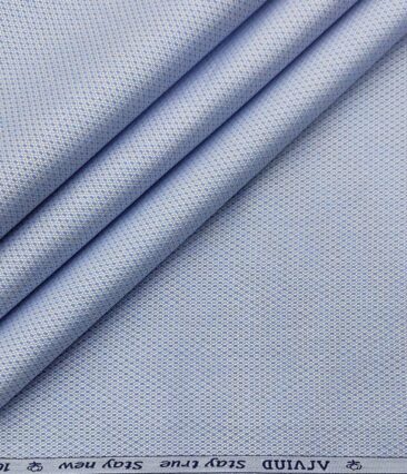 Arvind Men's Cotton Structured 1.60 Meter Unstitched Shirt Fabric (Light Blue)