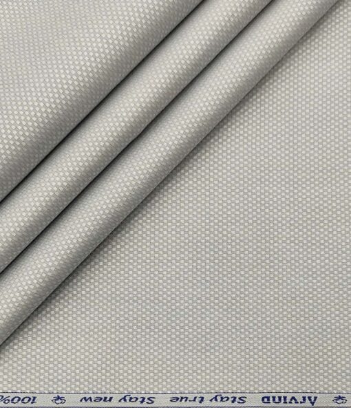 Arvind Men's Cotton Structured 1.60 Meter Unstitched Shirt Fabric (Light Grey)