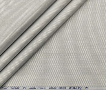 Arvind Men's Cotton Structured 1.60 Meter Unstitched Shirt Fabric (Light Grey)