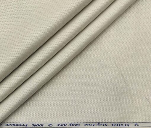 Arvind Men's Cotton Structured 1.60 Meter Unstitched Shirt Fabric (Sand Dollar Beige)