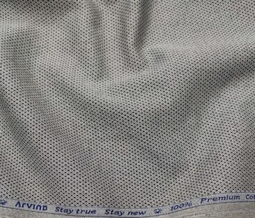 Arvind Men's Cotton Structured 1.60 Meter Unstitched Shirt Fabric (White & Black)