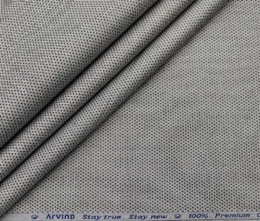 Arvind Men's Cotton Structured 1.60 Meter Unstitched Shirt Fabric (White & Black)