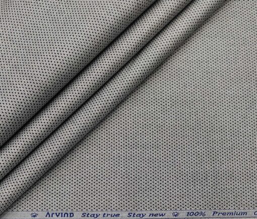 Arvind Men's Cotton Structured 1.60 Meter Unstitched Shirt Fabric (White & Black)