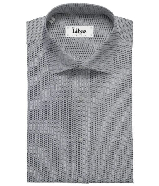 Arvind Men's Cotton Structured 1.60 Meter Unstitched Shirt Fabric (White & Dark Blue)