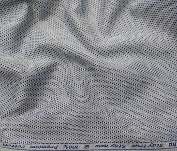 Arvind Men's Cotton Structured 1.60 Meter Unstitched Shirt Fabric (White & Dark Blue)