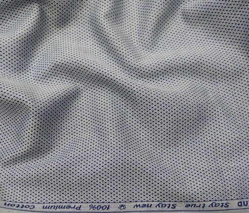 Arvind Men's Cotton Structured 1.60 Meter Unstitched Shirt Fabric (White & Dark Blue)