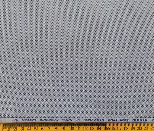 Arvind Men's Cotton Structured 1.60 Meter Unstitched Shirt Fabric (White & Dark Blue)