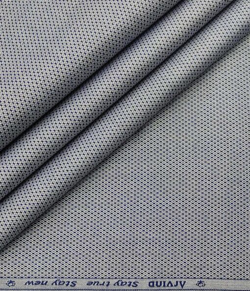 Arvind Men's Cotton Structured 1.60 Meter Unstitched Shirt Fabric (White & Dark Blue)