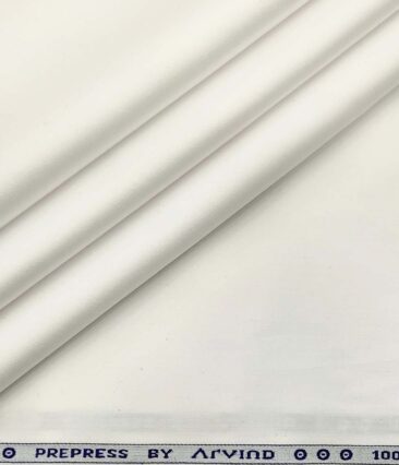 Arvind Men's Cotton Solids 1.60 Meter Unstitched Shirt Fabric (White)