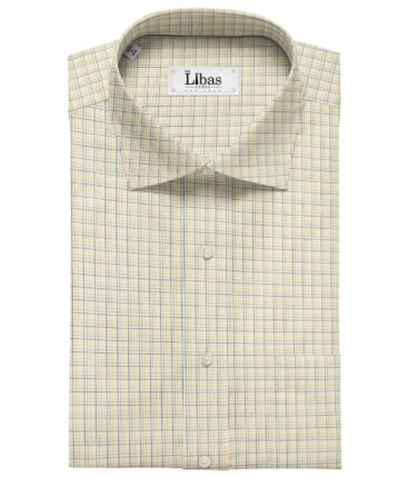 Arvind Men's Cotton Checks 1.60 Meter Unstitched Shirt Fabric (Cream)