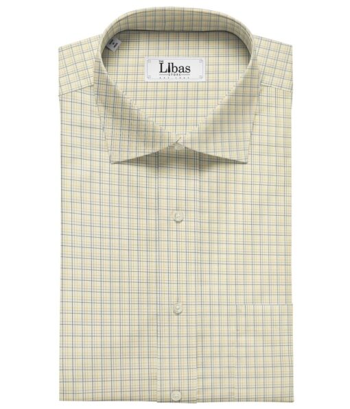 Arvind Men's Cotton Checks 1.60 Meter Unstitched Shirt Fabric (Cream)