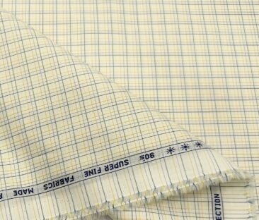 Arvind Men's Cotton Checks 1.60 Meter Unstitched Shirt Fabric (Cream)