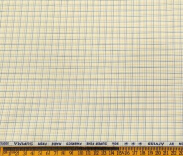 Arvind Men's Cotton Checks 1.60 Meter Unstitched Shirt Fabric (Cream)