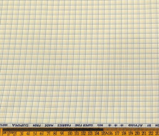 Arvind Men's Cotton Checks 1.60 Meter Unstitched Shirt Fabric (Cream)
