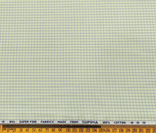 Arvind Men's Cotton Checks 1.60 Meter Unstitched Shirt Fabric (Light Green)
