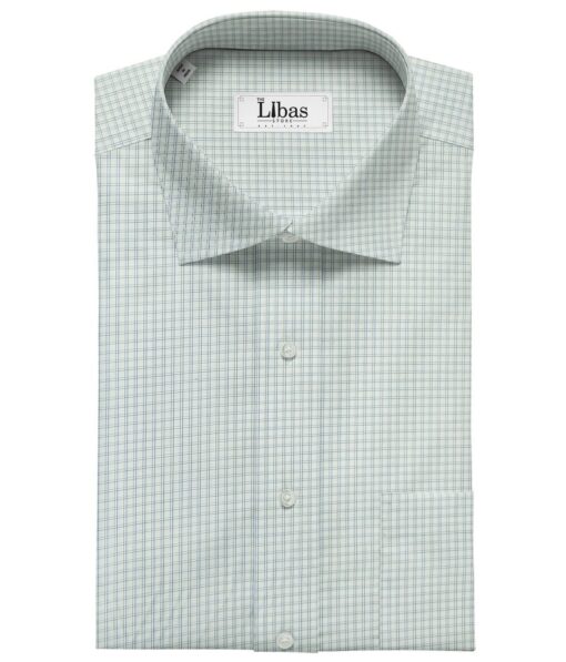 Arvind Men's Cotton Checks 1.60 Meter Unstitched Shirt Fabric (White)