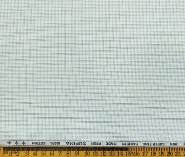 Arvind Men's Cotton Checks 1.60 Meter Unstitched Shirt Fabric (White)