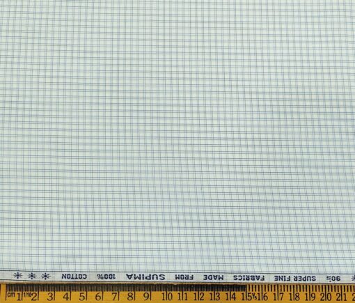 Arvind Men's Cotton Checks 1.60 Meter Unstitched Shirt Fabric (White)