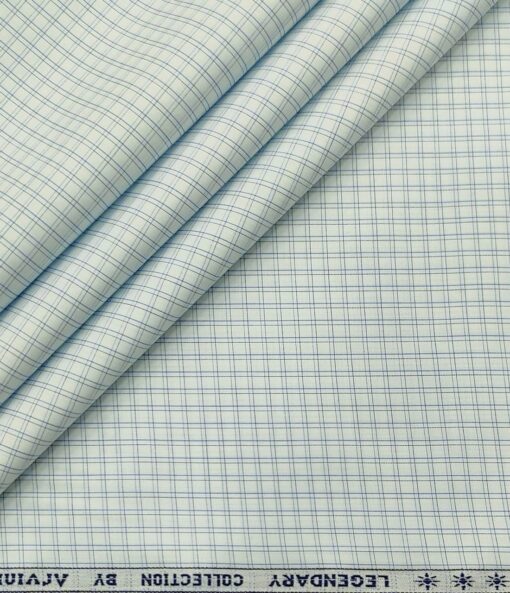 Arvind Men's Cotton Checks 1.60 Meter Unstitched Shirt Fabric (White)
