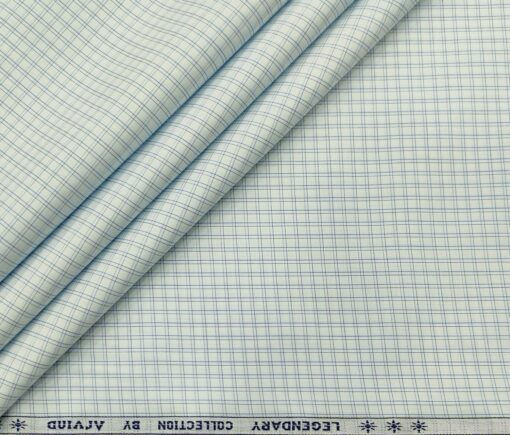 Arvind Men's Cotton Checks 1.60 Meter Unstitched Shirt Fabric (White)