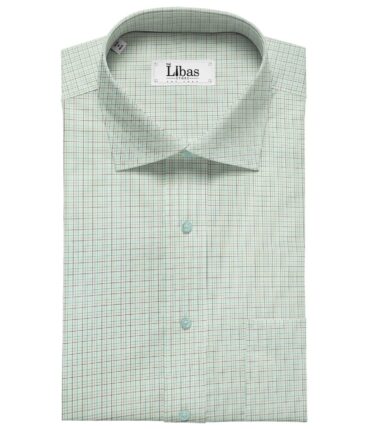 Arvind Men's Cotton Checks 1.60 Meter Unstitched Shirt Fabric (White)