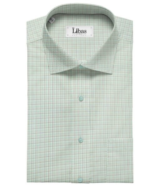 Arvind Men's Cotton Checks 1.60 Meter Unstitched Shirt Fabric (White)