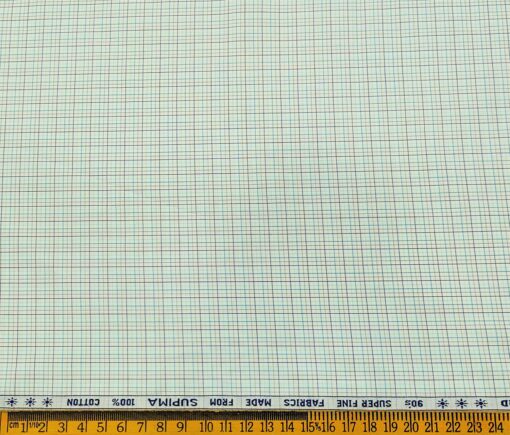 Arvind Men's Cotton Checks 1.60 Meter Unstitched Shirt Fabric (White)