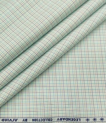 Arvind Men's Cotton Checks 1.60 Meter Unstitched Shirt Fabric (White)