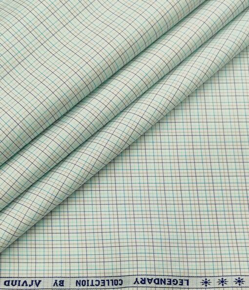 Arvind Men's Cotton Checks 1.60 Meter Unstitched Shirt Fabric (White)