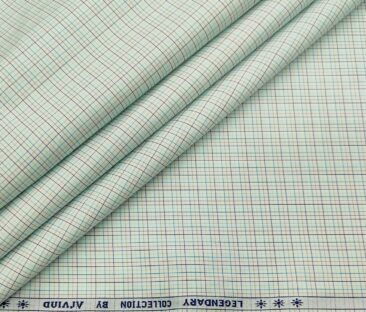 Arvind Men's Cotton Checks 1.60 Meter Unstitched Shirt Fabric (White)