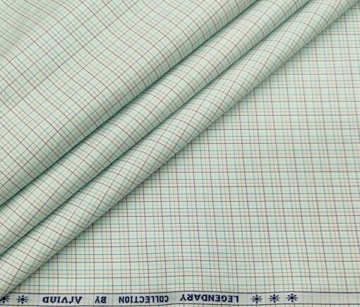 Arvind Men's Cotton Checks 1.60 Meter Unstitched Shirt Fabric (White)