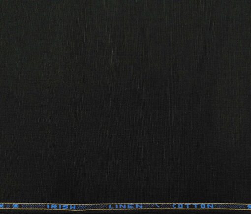 Arvind Men's Cotton Linen Self Design Unstitched Shirt Fabric (Black)