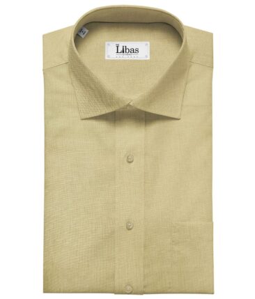 Arvind Men's Cotton Linen Self Design Unstitched Shirt Fabric (Egg Nog Beige)