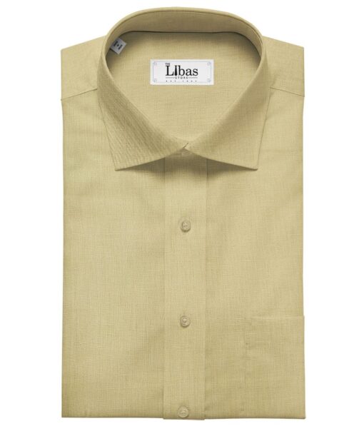Arvind Men's Cotton Linen Self Design Unstitched Shirt Fabric (Egg Nog Beige)